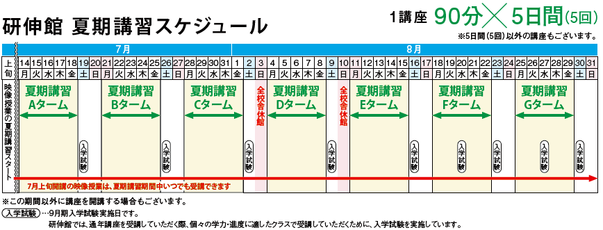 夏期講習2025スケジュール