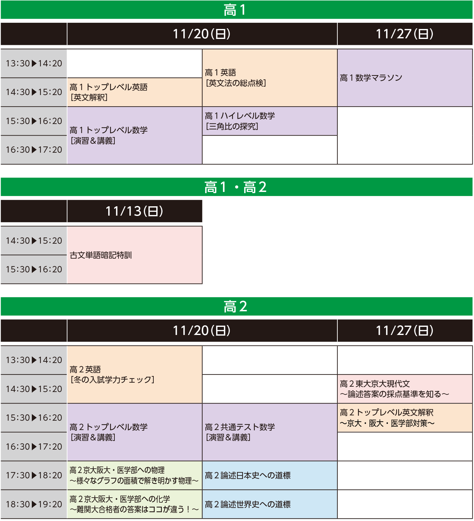 西宮校時間割