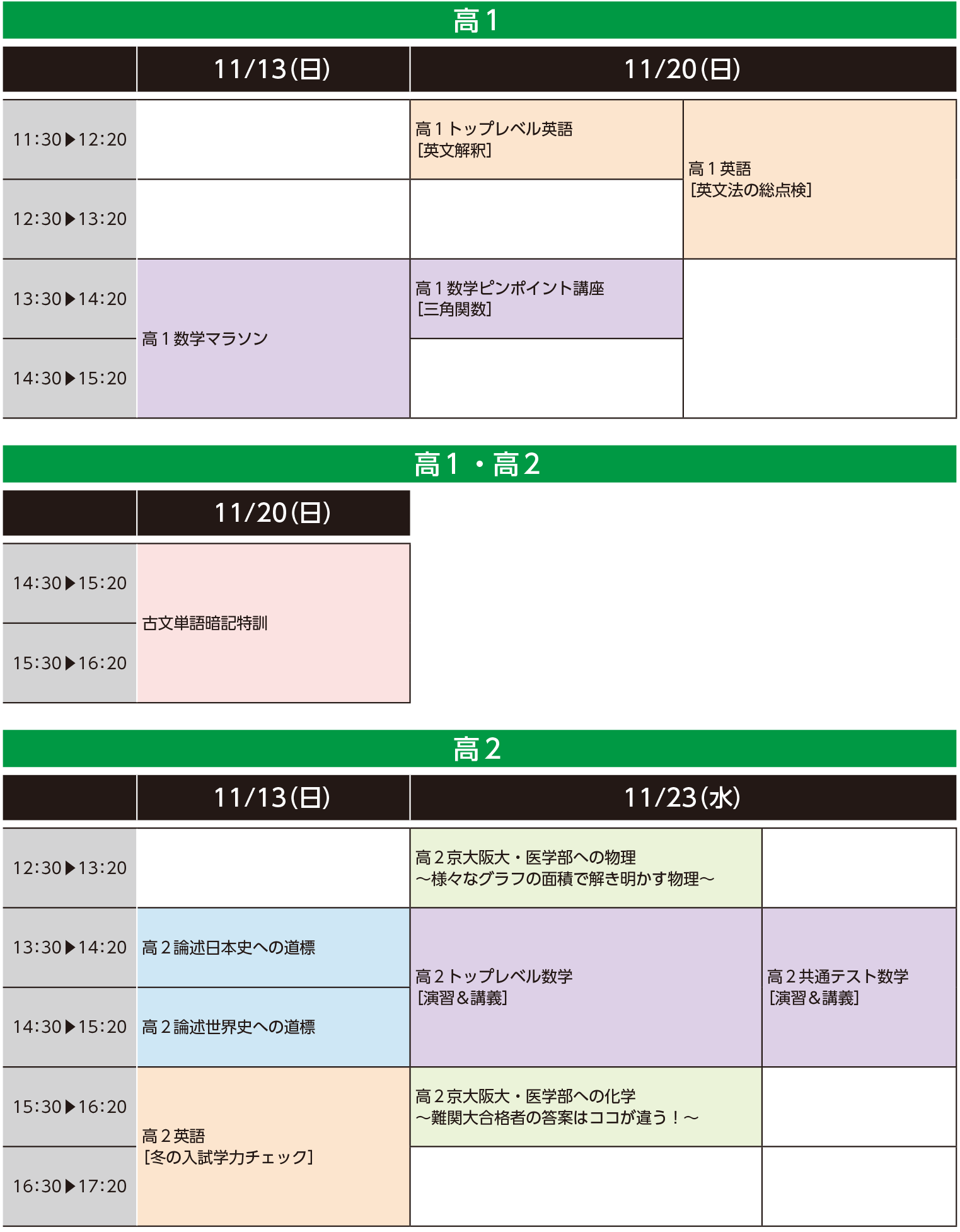 上本町校時間割
